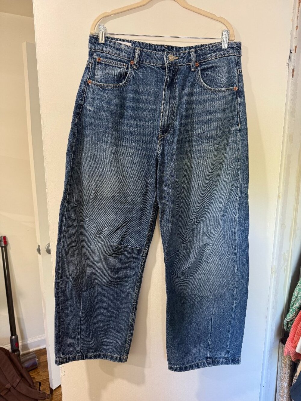 ๐ Zara High Rise Wide Leg Baggy Jeans Blue Size 10 / 42